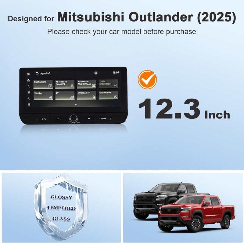 BSTW for 2025 Mitsubishi Outlander Screen Protector for 2025 2026 Outlander ES/SE/SEL/Trail Edition/Platinum Edition 12.3" Display 2025 Outlander Accessories Tempered Glass Film (Outlander 12.3-In HD) - Image 3